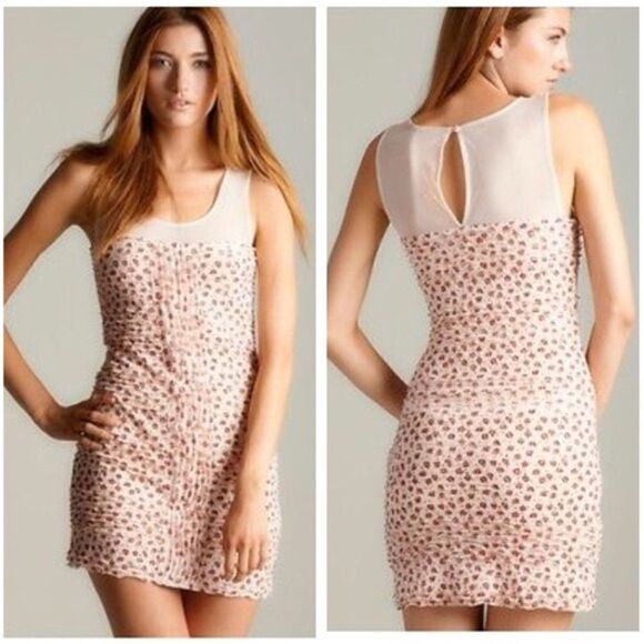 Free People Dresses & Skirts - Free People Shimmy Bodycon Floral Blush Combo Dress Small